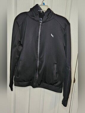 Stone Falcon Hoodie Mens Large Black Full Zip Sweatshirt Athletic Logo
